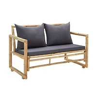 Patio Bench with Cushions 45.3" Bamboo