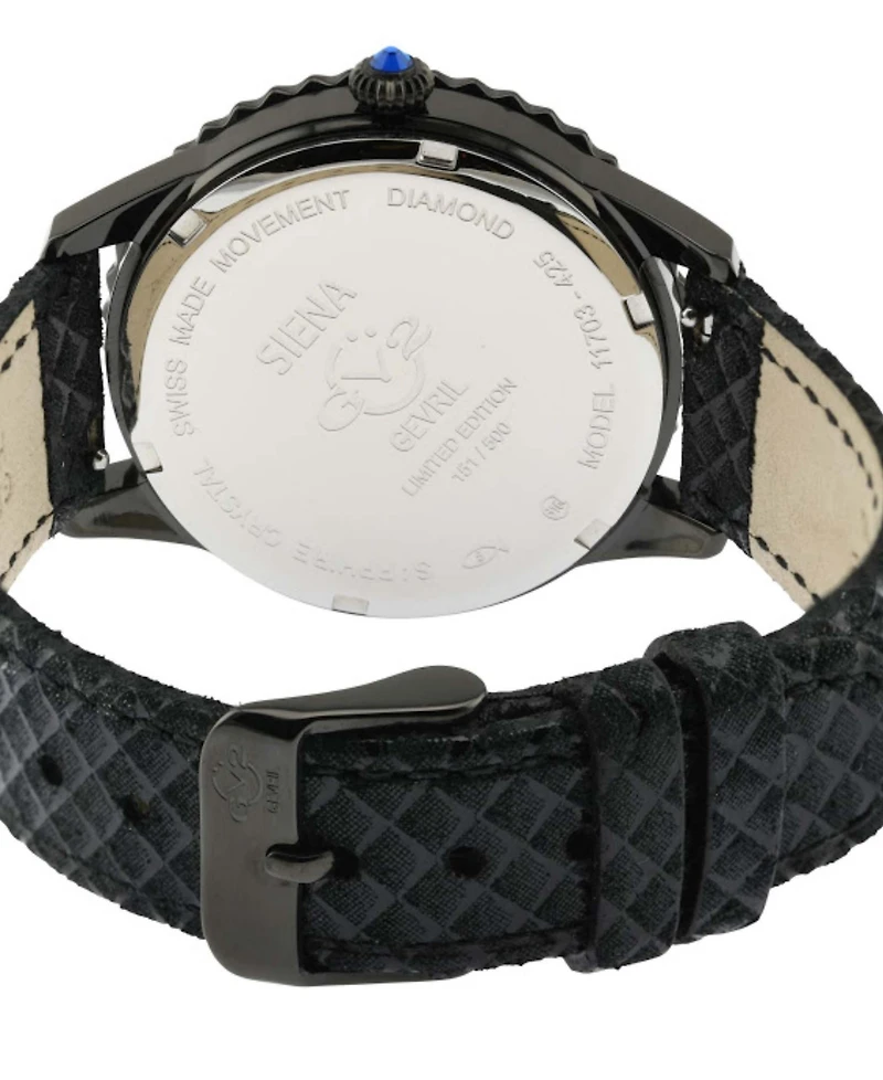 GV2 by Gevril Women's Swiss Quartz Siena Black Leather Watch 38mm