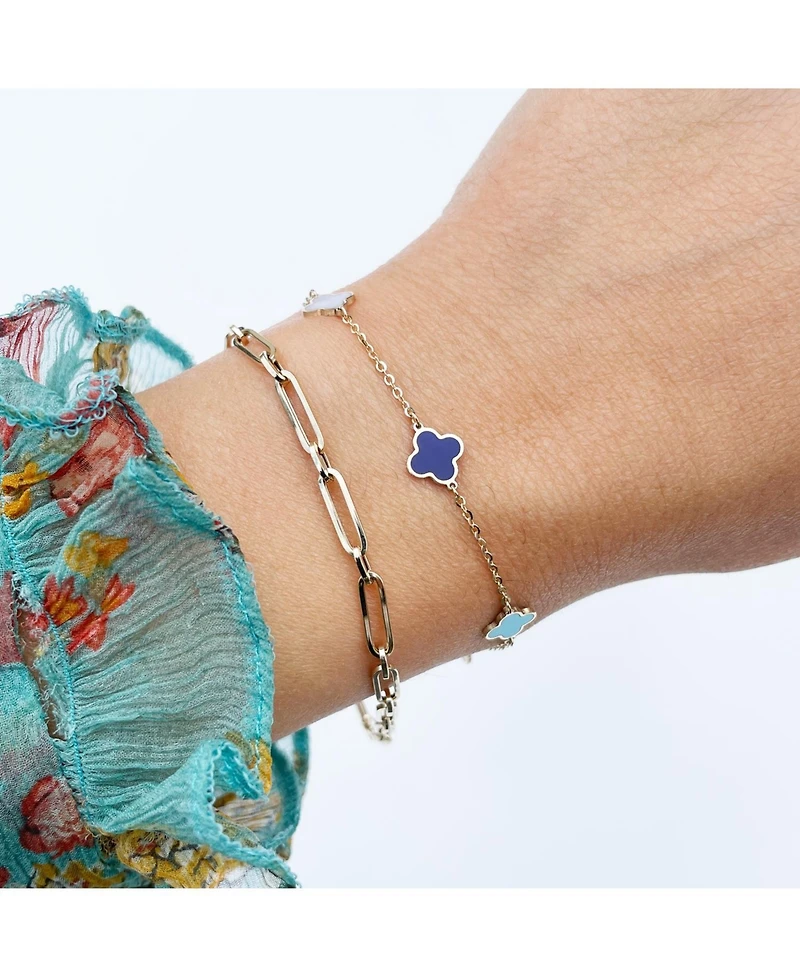The Lovery Mini Blue Mixed Clover Bracelet 14K Gold