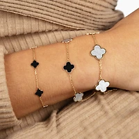 The Lovery Mini Onyx Clover Bracelet 14K Yellow Gold