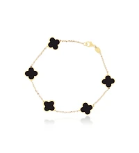 The Lovery Onyx Clover Bracelet 14K Yellow Gold