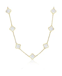 The Lovery Small Mother of Pearl Clover Necklace 14K Gold