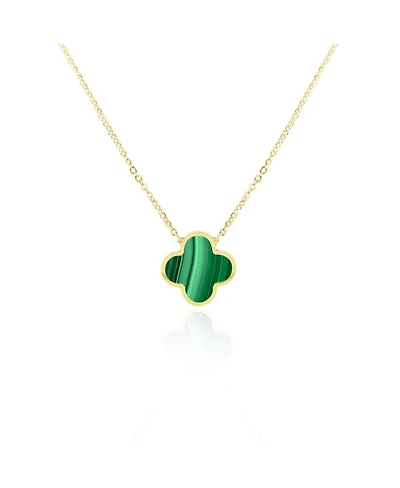 The Lovery Extra Large Malachite Single Clover Necklace 14K Gold