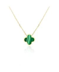 The Lovery Extra Large Malachite Single Clover Necklace 14K Gold