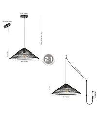 Nova Farmhouse Coastal Rattan Led Pendant Ceiling Light