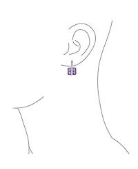 Bling Jewelry Art Deco Style Square Cubic Zirconia Rectangle Emerald Cut Cz Drop Earrings Rhodium Plated Omega Back
