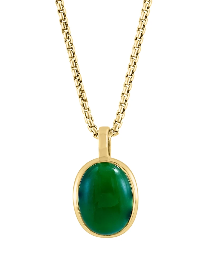 Effy Men's Dyed Jade Oval Cabochon 22" Pendant Necklace in Gold-Plated Silver