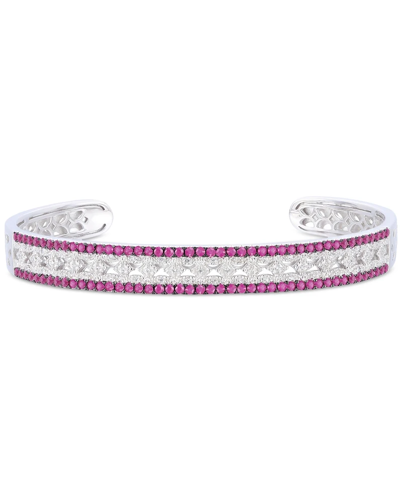 Sapphire (1-3/4 ct. t.w.) & Diamond (1/10 Bangle Bracelet Sterling Silver (Also Available Ruby Emerald)