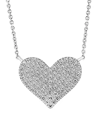 Effy Diamond Pave Heart 14" Pendant Necklace (1/3 ct. t.w.) in Sterling Silver