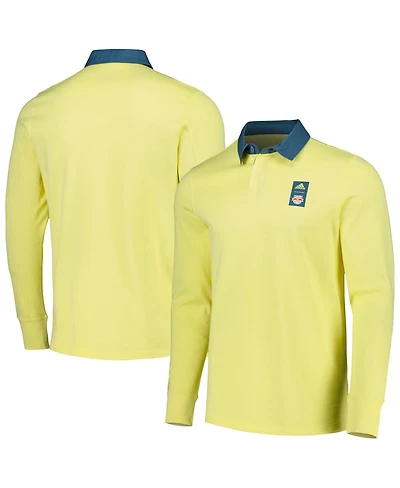 Men's adidas 2023 Player Yellow New York Red Bulls Travel Long Sleeve Polo Shirt