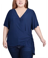 Ny Collection Plus Size Short Sleeve Wrap Top