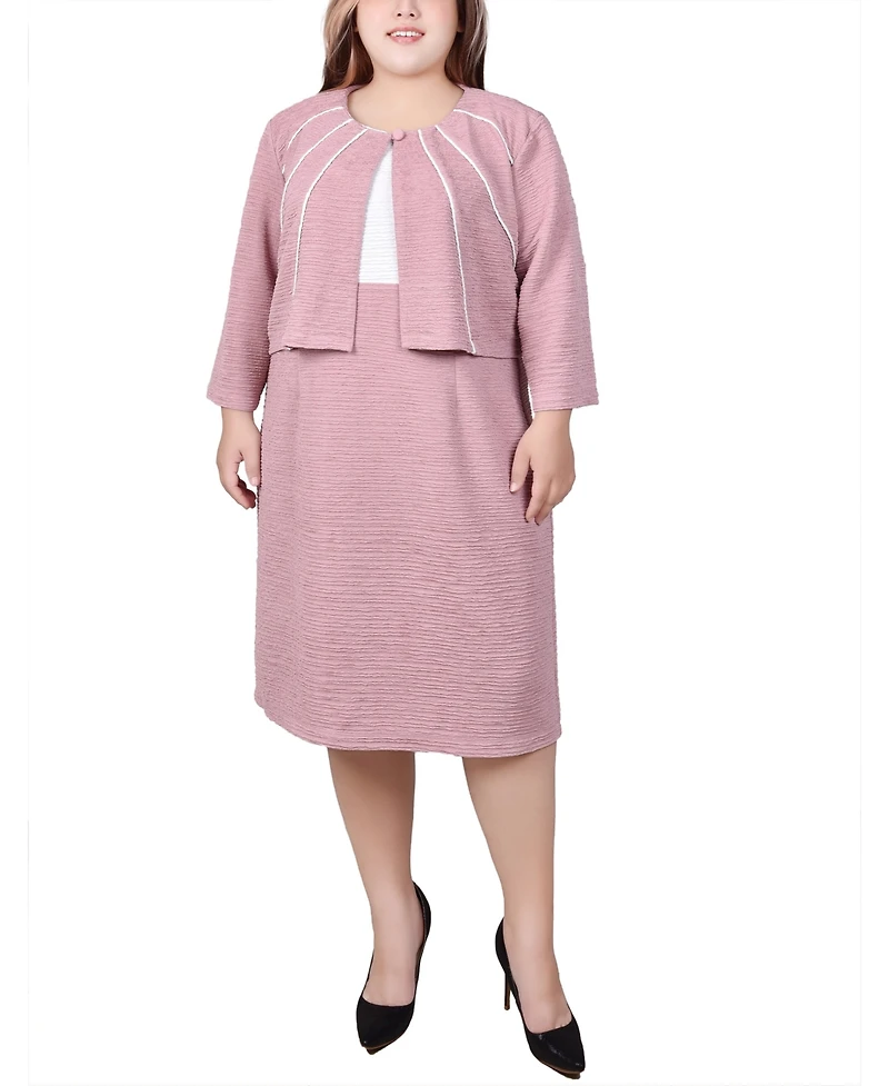 Ny Collection Plus Jacket and Dress, 2 Piece Set