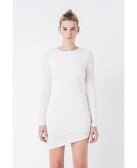 Women's Ruched Long Sleeve Mini Dress