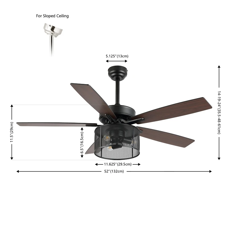 Jonathan Y Max Farmhouse Industrial Iron/Wood Mobile App remote Controlled Led Ceiling Fan