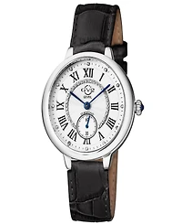 GV2 by Gevril Women's Rome Black Leather Watch 36mm