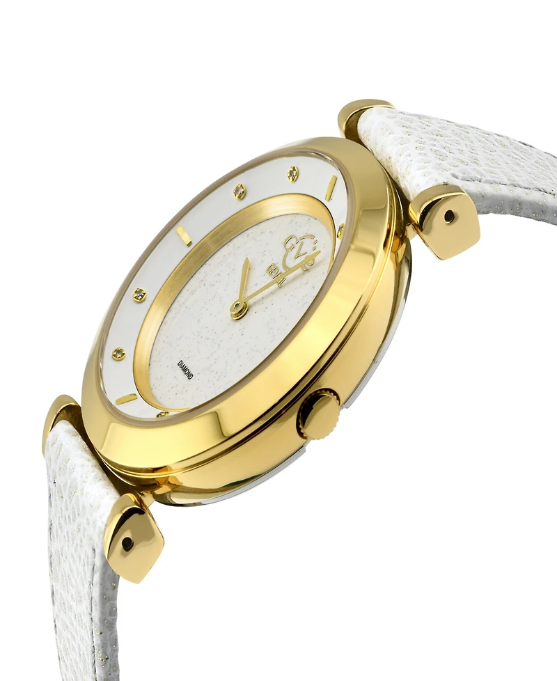 GV2 by Gevril Women's Lombardy White Leather Watch 36mm