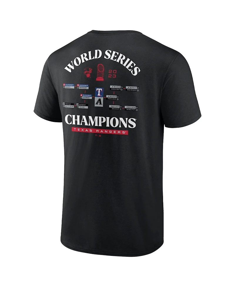 Men's Fanatics Black Texas Rangers 2023 World Series Champions Milestone Schedule T-shirt