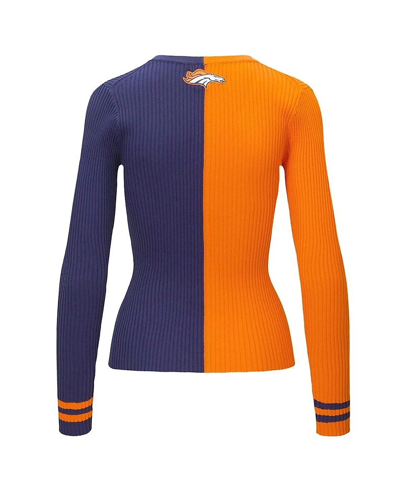 Women's Staud Orange, Navy Denver Broncos Cargo Sweater
