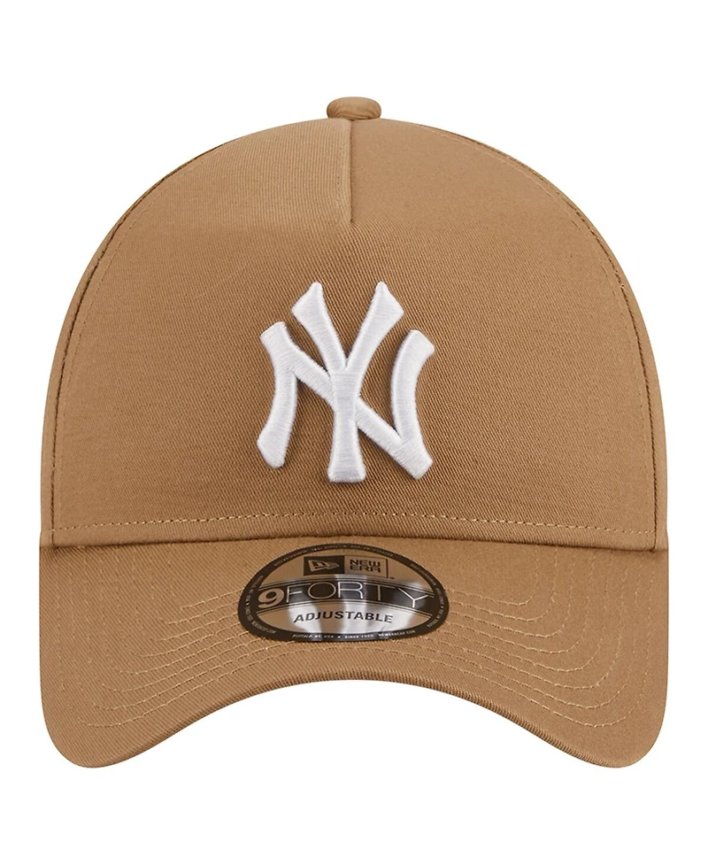 Men's New Era Khaki New York Yankees A-Frame 9FORTY Adjustable Hat