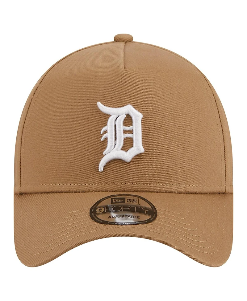 Men's New Era Khaki Detroit Tigers A-Frame 9FORTY Adjustable Hat