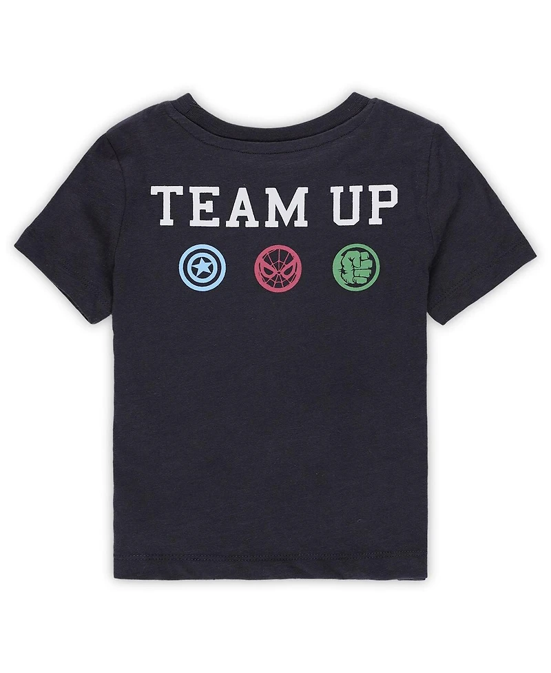 Toddler Boys and Girls Black Marvel Team Up T-shirt