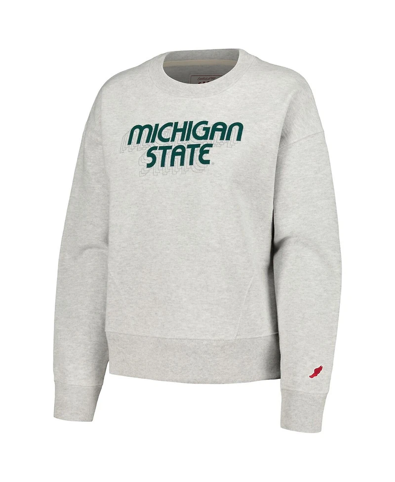 Women's League Collegiate Wear Ash Michigan State Spartans Boxy Pullover Sweatshirt