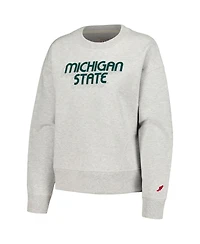 Women's League Collegiate Wear Ash Michigan State Spartans Boxy Pullover Sweatshirt
