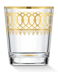 Lorren Home Trends Gold-Tone Embellished Double Old Fashion with Gold-Tone Rings, Set of 4