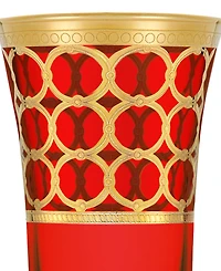 Lorren Home Trends Deep Red Colored Champagne Flutes with Gold-Tone Rings, Set of 4