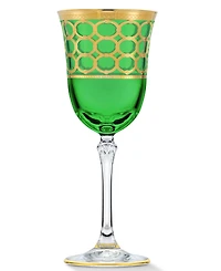 Lorren Home Trends Multicolor White Wine Goblet with Gold-Tone Rings, Set of 4