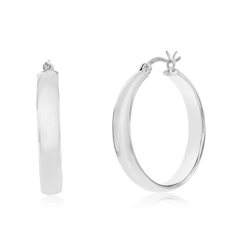 Sterling Silver or Gold Plated over Sterling Silver 5x31mm Fancy Flat Hoop