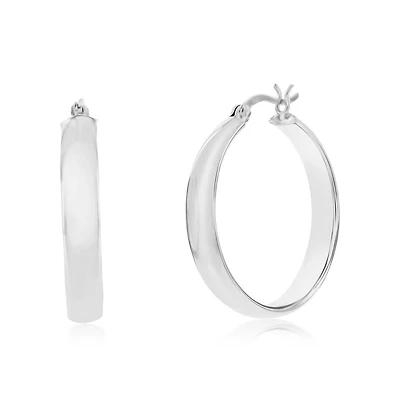Sterling Silver or Gold Plated over Sterling Silver 5x31mm Fancy Flat Hoop