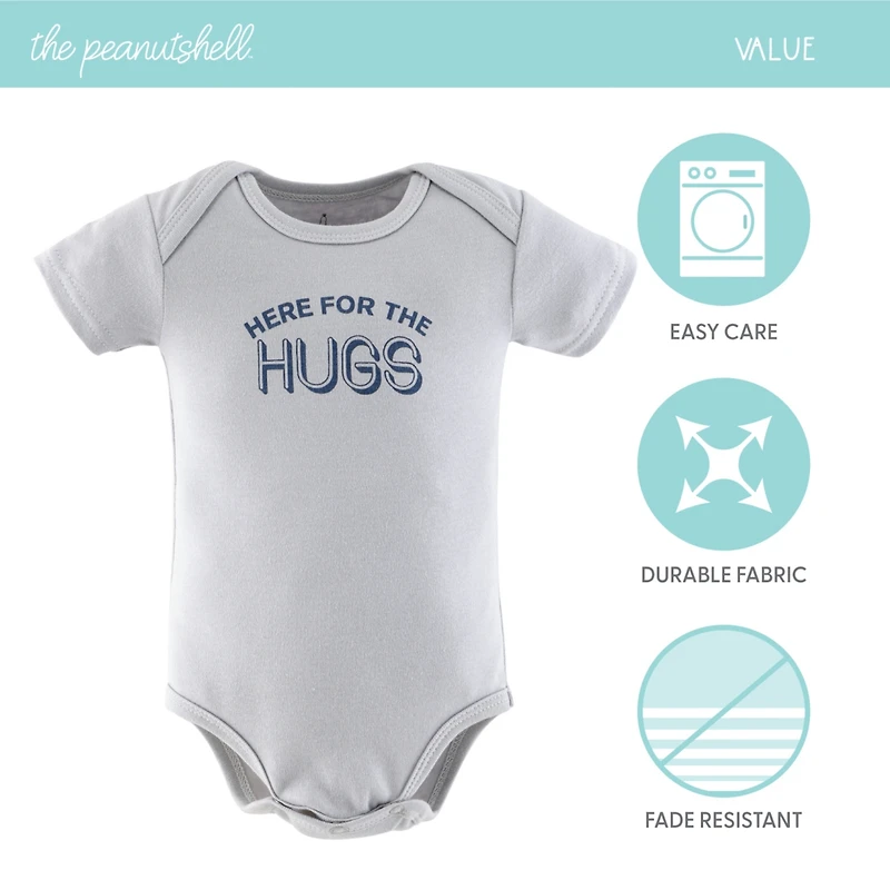 The Peanutshell Baby Boys Bodysuits, 7-Pack, Blue Camo