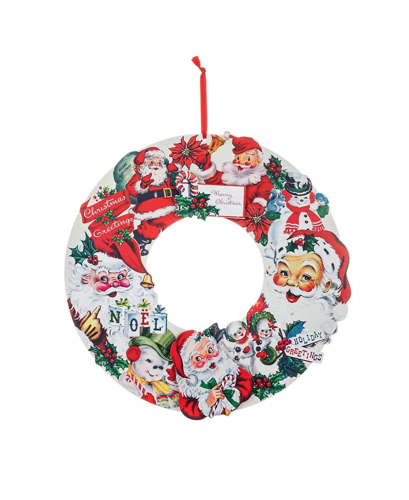 Mr. Christmas 18" Wooden Wreath Vintage-Like Santa Claus