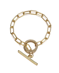 Teens 14K Gold Plated with Cubic Zirconia Double Entwined Cable Chain Bracelet