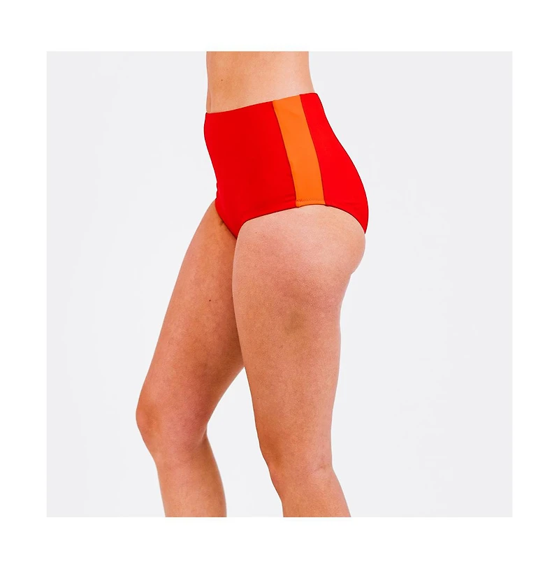 Calypsa Women's Color Block High-Waisted Bikini Bottom