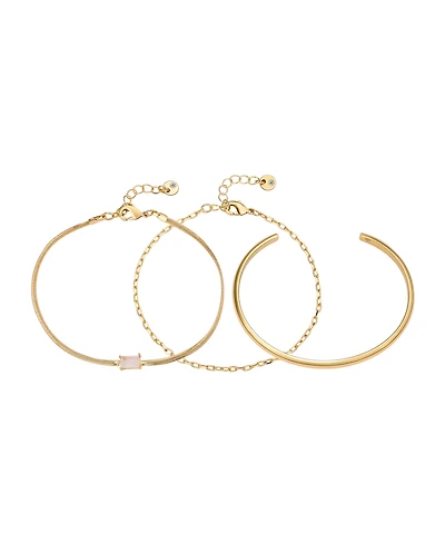 Unwritten White Crystal Stone 3-Piece Bracelet Set