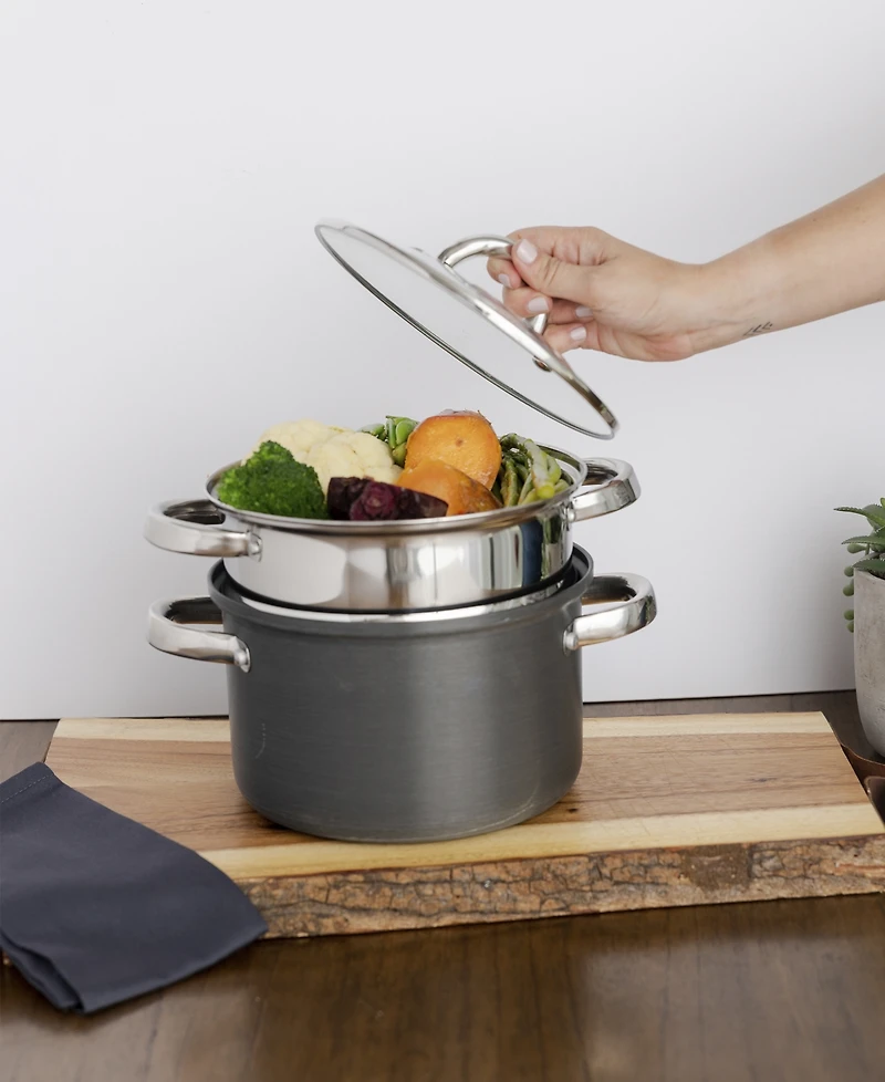 Sedona Kitchen Hard Anodized Aluminum 4-Qt. Multi Cooker with Glass Lid & Steam Tray