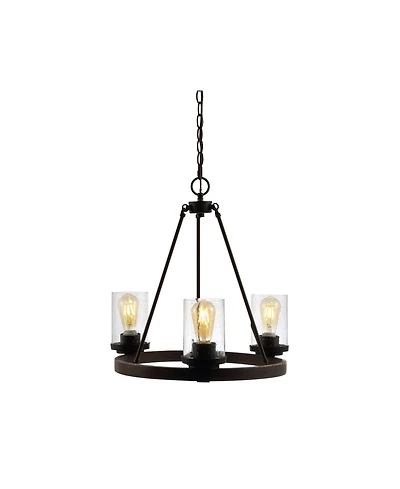 Coronet 3-Light Iron/Seeded Glass Rustic Farmhouse Led Chandelier