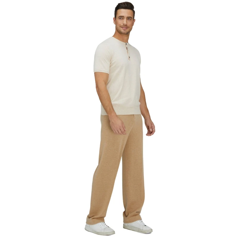 Bellemere New York Men's ShortTrim Fit Cotton Cashmere Henley T-Shirt