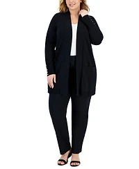 Jm Collection Plus Open-Front Long-Sleeve Cardigan, Exclusively at Macy's