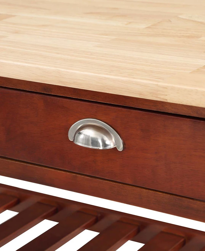 Convenience Concepts American Heritage 45" Wood 3 Tier Butcher Block Kitchen Cart