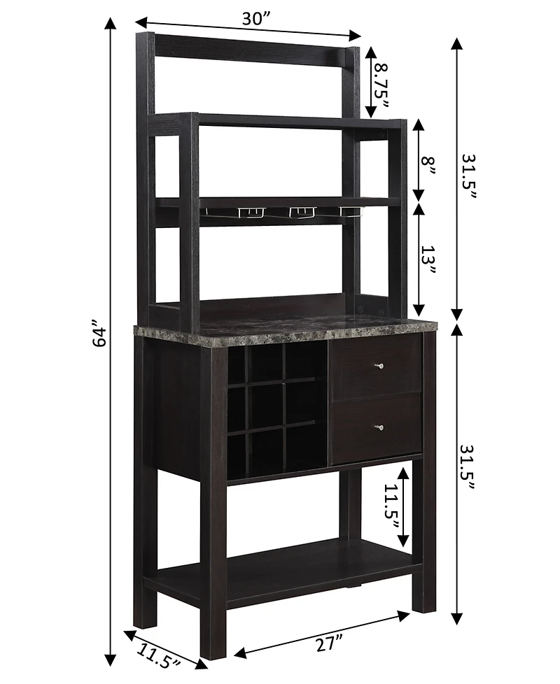 Convenience Concepts Newport 31" Medium Density Fiberboard (Mdf) 2 Drawer Serving Bar