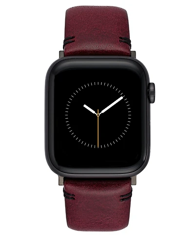 Vince Camuto Men's Burgundy Premium Leather Band Compatible with 42mm, 44mm, 45mm, Ultra, Ultra2 Apple Watch