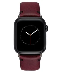 Vince Camuto Men's Burgundy Premium Leather Band Compatible with 42mm, 44mm, 45mm, Ultra, Ultra2 Apple Watch