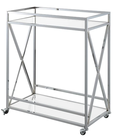 Convenience Concepts 29.25" Chrome Oxford Glass Bar Cart With Shelf