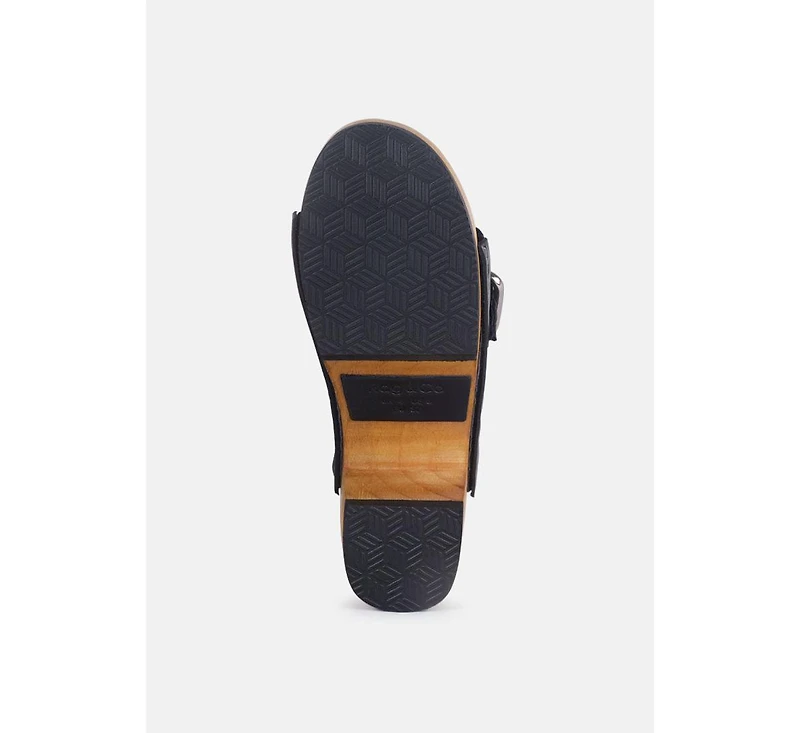 Yoruba Womens Braided Leather Buckled Slide Sandals