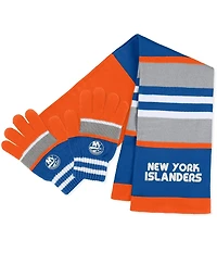 Women's Wear by Erin Andrews New York Islanders Stripe Glove and Scarf Set