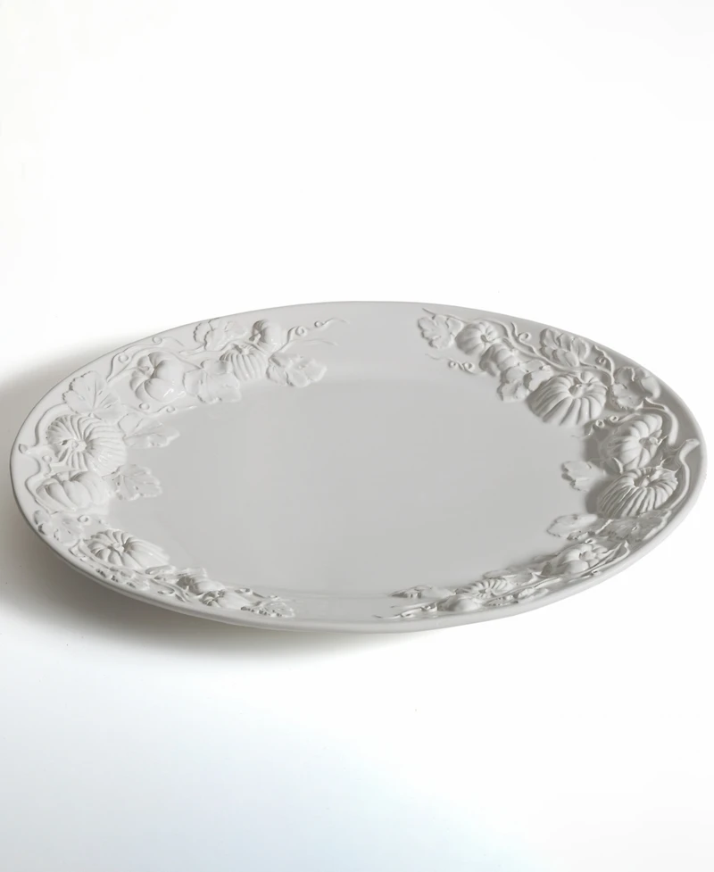 Euro Ceramica Pumpkin Leaf Oval Platter, 20"