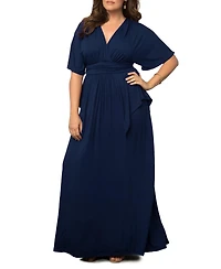 Kiyonna Plus Indie Flair Maxi Dress with Kimono Sleeves